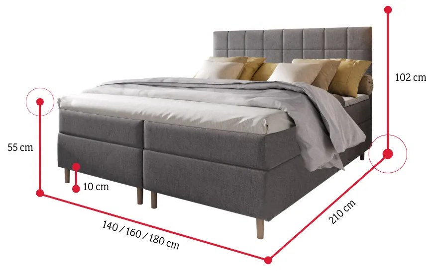 Čalúnená posteľ boxspring SICILIE, 180x200, inari 24
