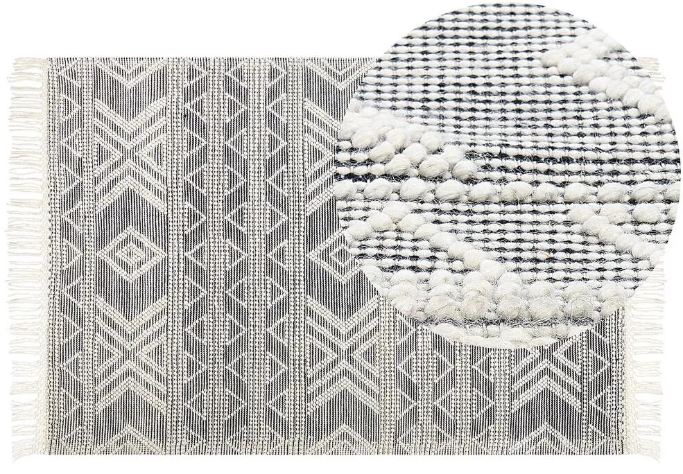 Vlnený koberec 160 x 230 cm biela/čierna PAZAR Beliani
