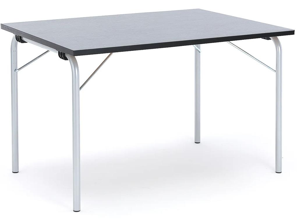 Skladací stôl NICKE, 1200x800x720 mm, linoleum - tmavošedá, strieborná