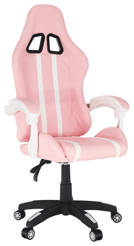 Kancelárske/herné kreslo, ružová/biela, PINKY