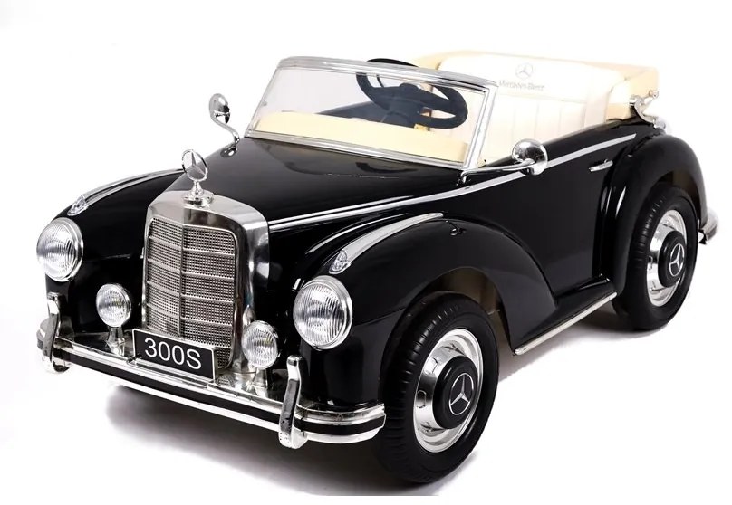 LEAN CARS Elektrické autíčko Mercedes Benz 300S Retro - lakované - čierne - 2x45W - 1x12V7Ah - 2023