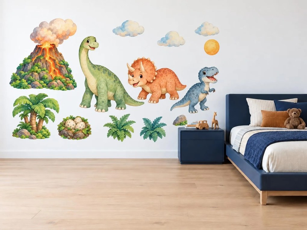 Dinosauří údolí se sopkou arch 46 x 34 cm
