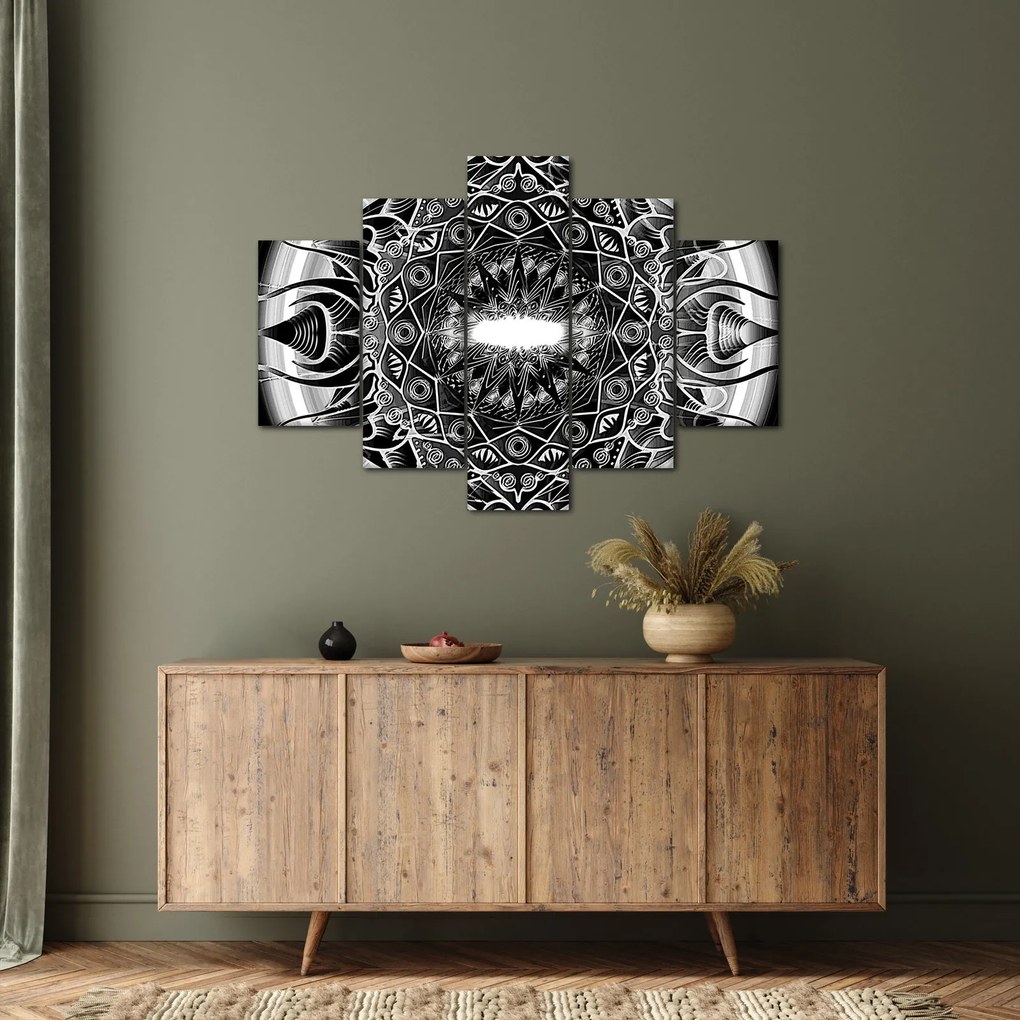 Obraz čiernobielych ornamentov (150x105 cm)