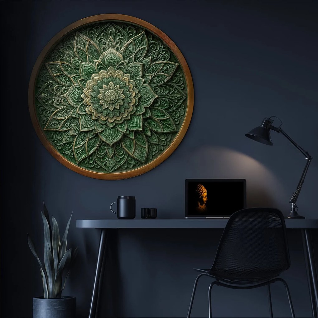 DUBLEZ | Mandala na stenu - Smaragd | UV potlač, Premium