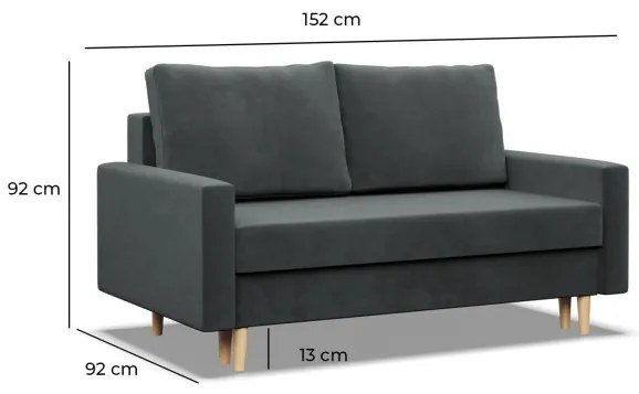 Dvojmiestna pohovka BLANK Elegant rozkladacia, tmavosivá