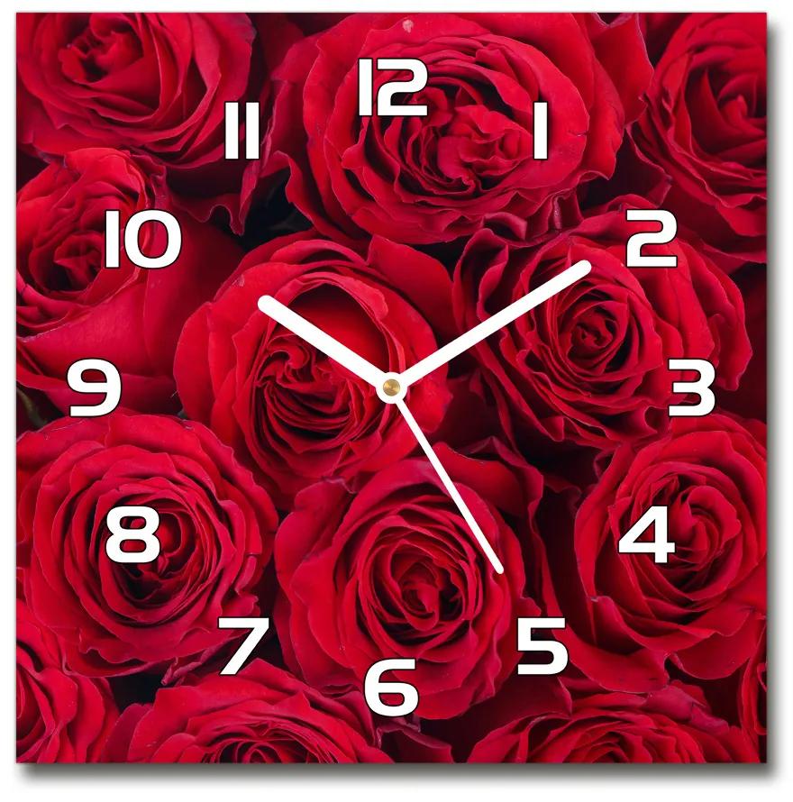 Sklenené nástenné hodiny štvorec Ruže pl_zsk_30x30_f_102803756