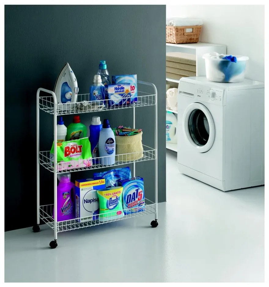 Trojposchodový pojazdný stojan do kúpeľne Metaltex Laundry, 31 × 84 cm