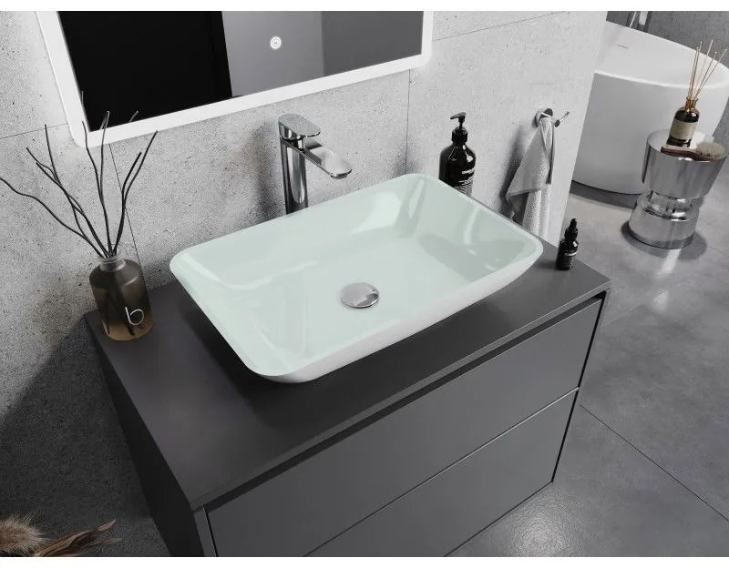 Mexen Megan, sklenené umývadlo na dosku 56 x 36 x 11 cm, biela, 24135630