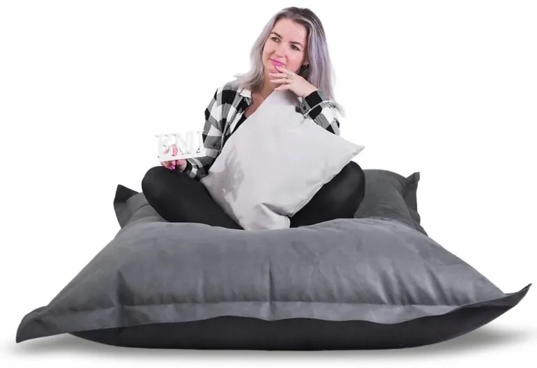 Sedací vak vankúš sivý semišový EMI