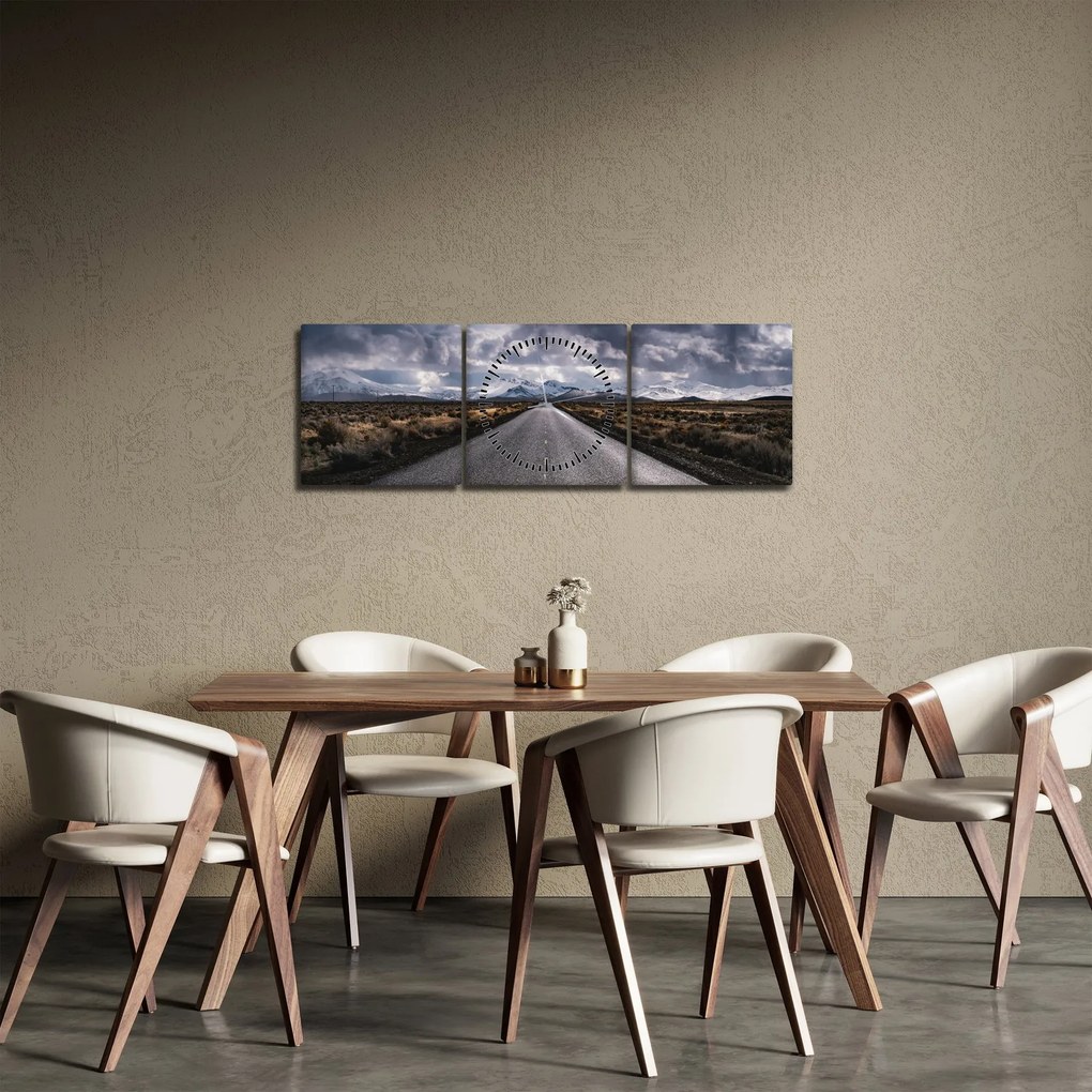 Obraz cesty v púšti (s hodinami) (90x30 cm)