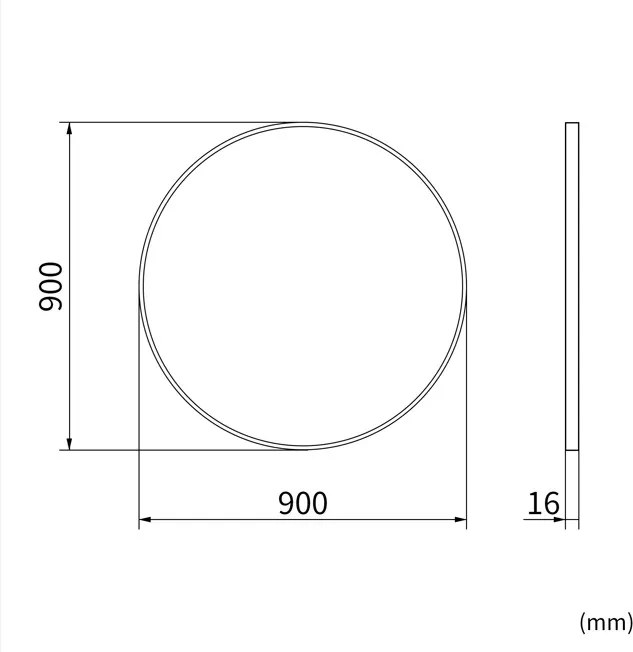 Erga Round, okrúhle zrkadlo 90cm, čierny rám, ERG-V01-ROUND-9090-BK