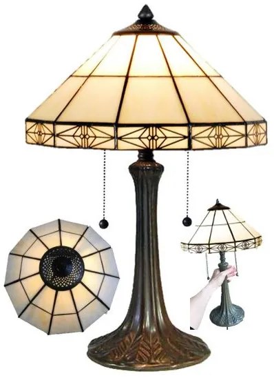 Nočná lampa Tiffany Listy kov Ø32 kolekcia CREAM
