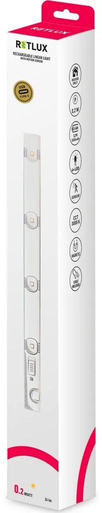Retlux RLL 512 Lineárne LED svietidlo s PIR senzorom, 29 cm