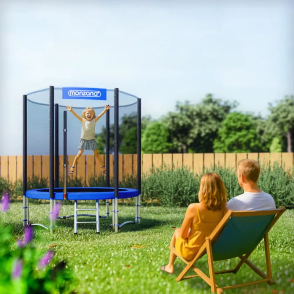 Monzana Trampolína s bezpečnostnou sieťou JUMP, Ø183 cm, čierna/modrá