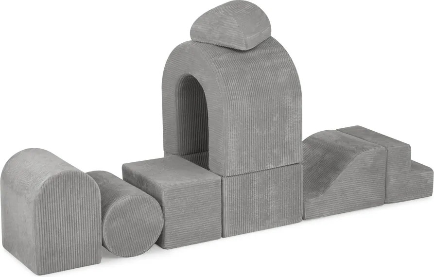 Ihrisko Zámok s bazénikom + 150 loptičiek (perleťové, strieborné), prémiový šedý menčester