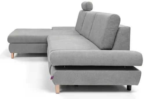 Rozkladacia rohová čalúnená sedacia súprava AVESTA, ľavé prevedenie, sivá, s úložným priestorom v tvare L