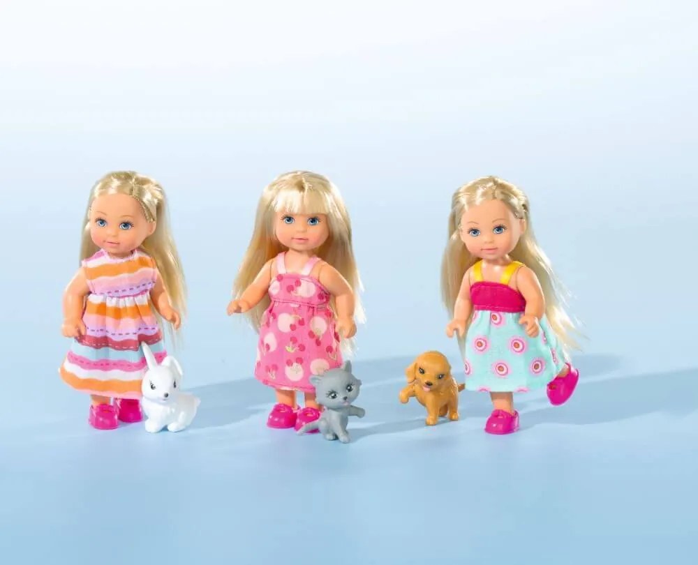 Bábika Evička sa zvieratkom, 3 druhy, 12DP