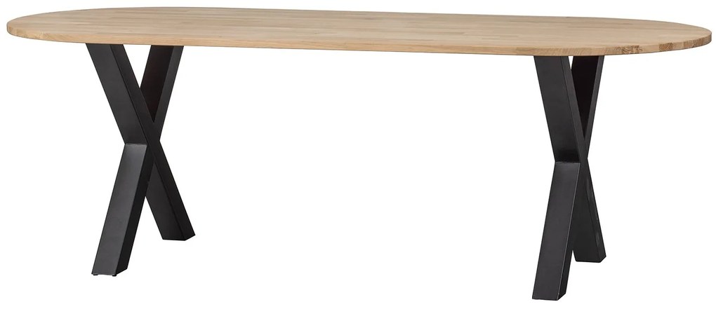 Oválny jedálenský stôl tablo 220 x 90 cm nohy do tvaru x dubový MUZZA
