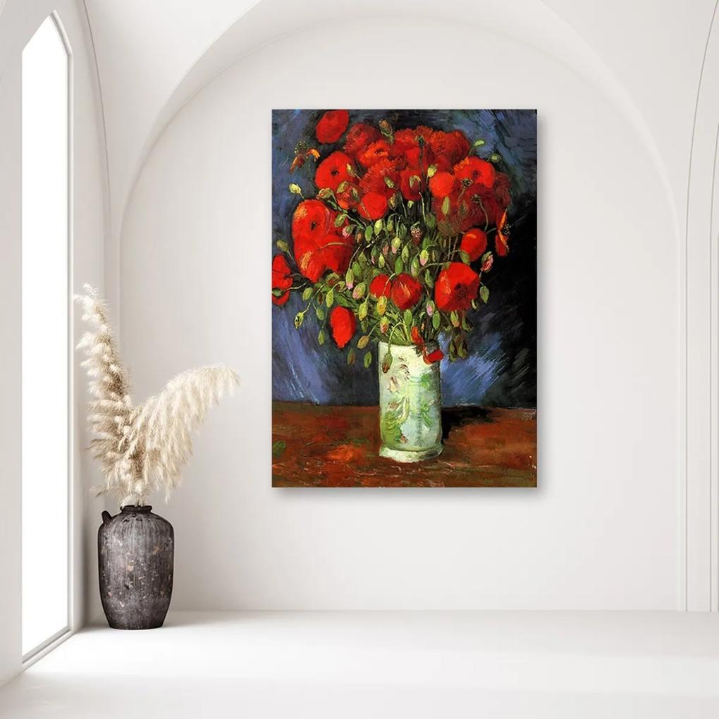 Obraz na plátně Váza s červenými vlčími máky Van Gogh - 60x90 cm