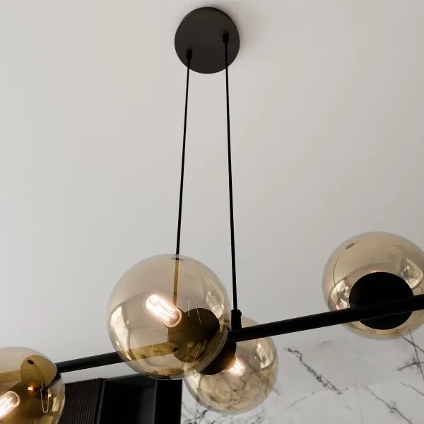 Luster na lanku ROSSI 6xE14/10W/230V čierna/béžová