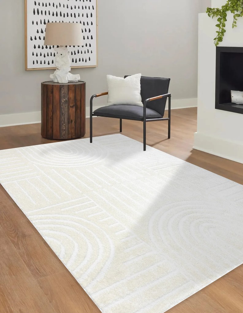 Moderný koberec MODE 8586 geometrická krémová Veľkosť: 140x190 cm