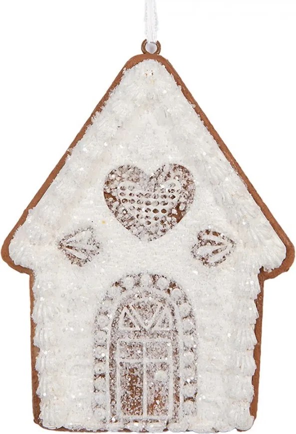 Závesná dekorácia zasnežená perníková chalúpka Frosted Ginger - 8*1*10 cm