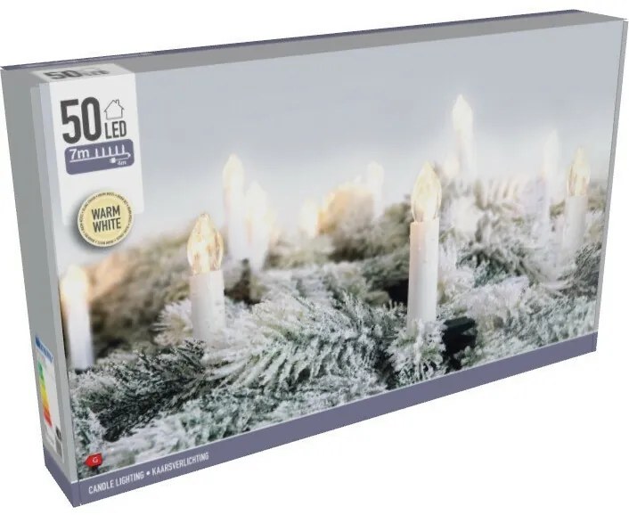 Svetelná vianočná reťaz Genazzano teplá biela, 50 LED