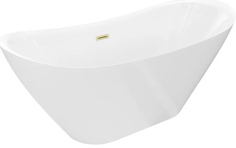 Mexen Lotos, voľne stojaca vaňa 140 x 75 cm, biela, zlatý matný prepad, 52051407700-55