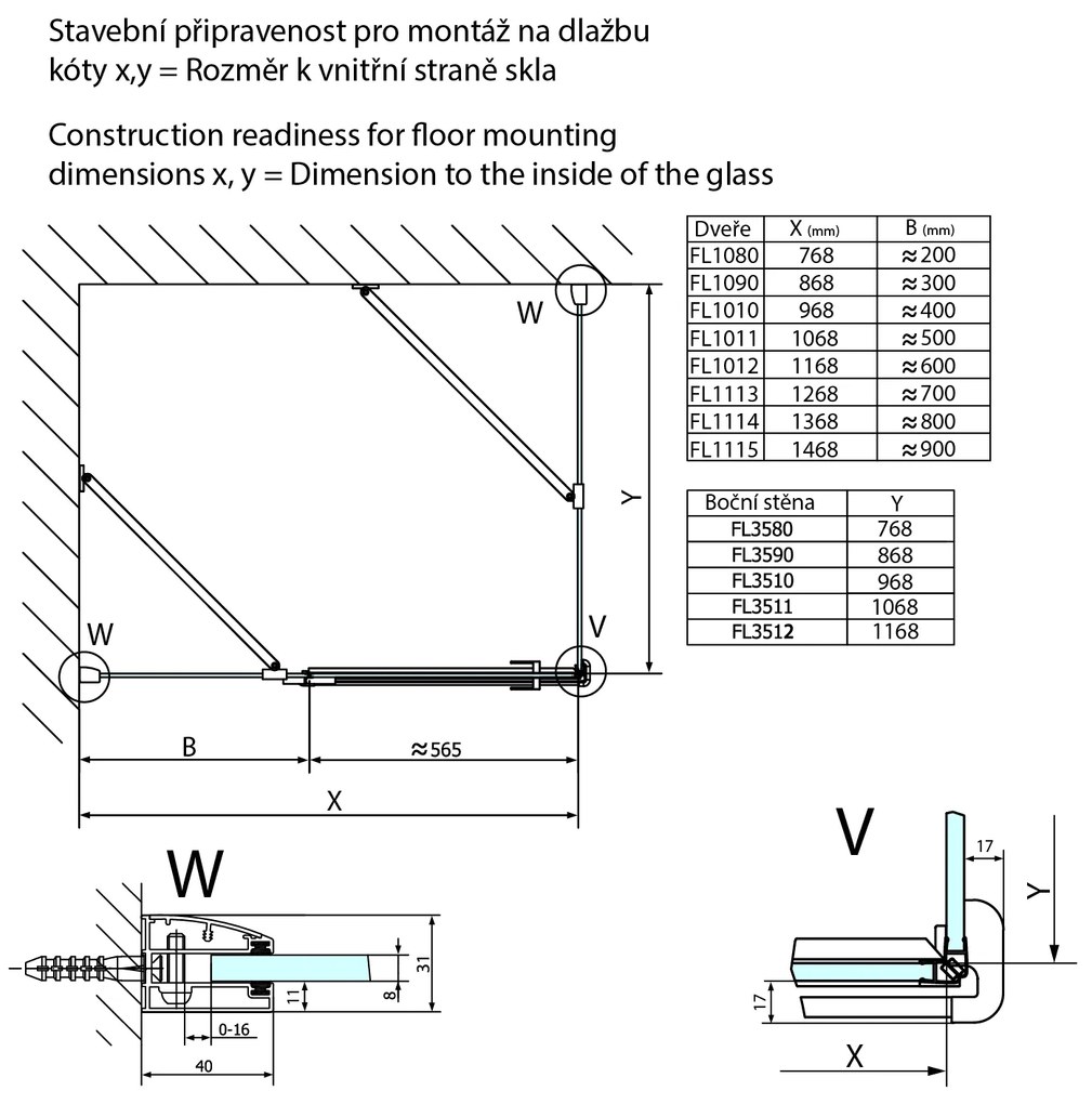 Polysan Polysan, FORTIS LINE sprchové dvere 900mm, číre sklo, ľavé, FL1090L