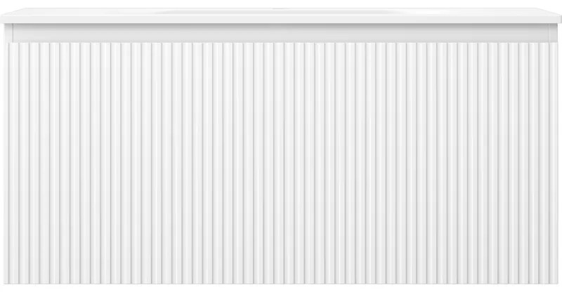 Mexen Rivel, kúpeľňová skrinka 100 cm s umývadlom Vela, 1 zásuvka, drážkovaná, biela matná, 91A20-10047-1-BF01-W23M01