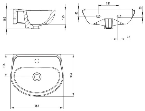 Deante CDJ_6U4W - Závesné umývadlo s otvorom JASMIN 45,7x36,4 cm keramika/biela