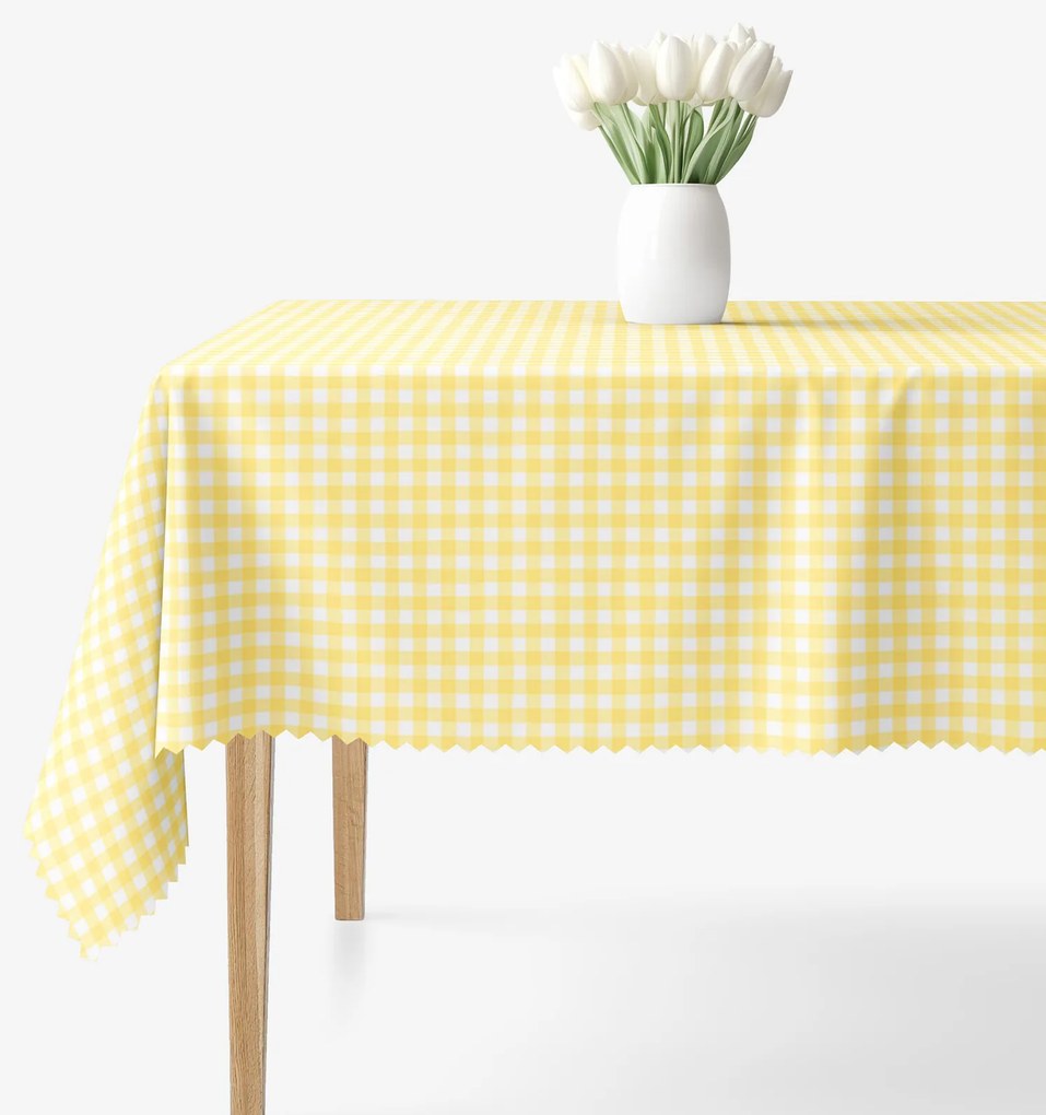 Goldea hranatý teflónový obrus - žlté kocky 80 x 80 cm