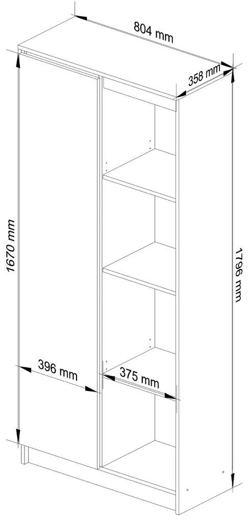 Regál Rehana II (biela + dub sonoma). Vlastná spoľahlivá doprava až k Vám domov. 1069800