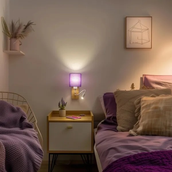 Brilagi - LED Nástenná lampa NUBILA WOOD 1xE27/25W/230V + LED/3W dub/fialová