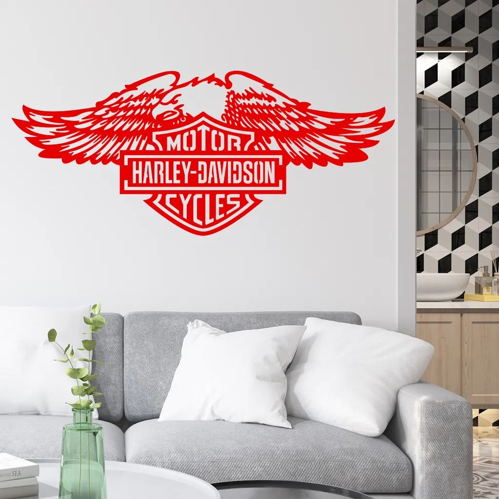 Veselá Stena Samolepka Harley Davidson orol Farba: oranžová, Veľkosť: 60 x 26 cm