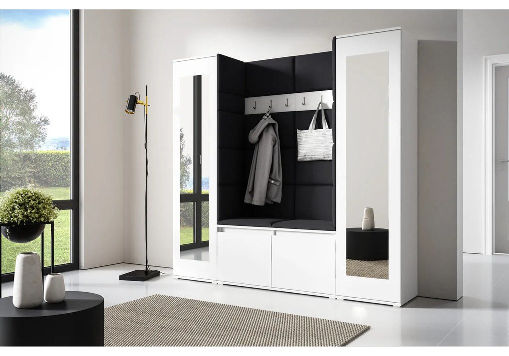 Predsieňová stena AMI 31 So zrkadlom Biela Čierna