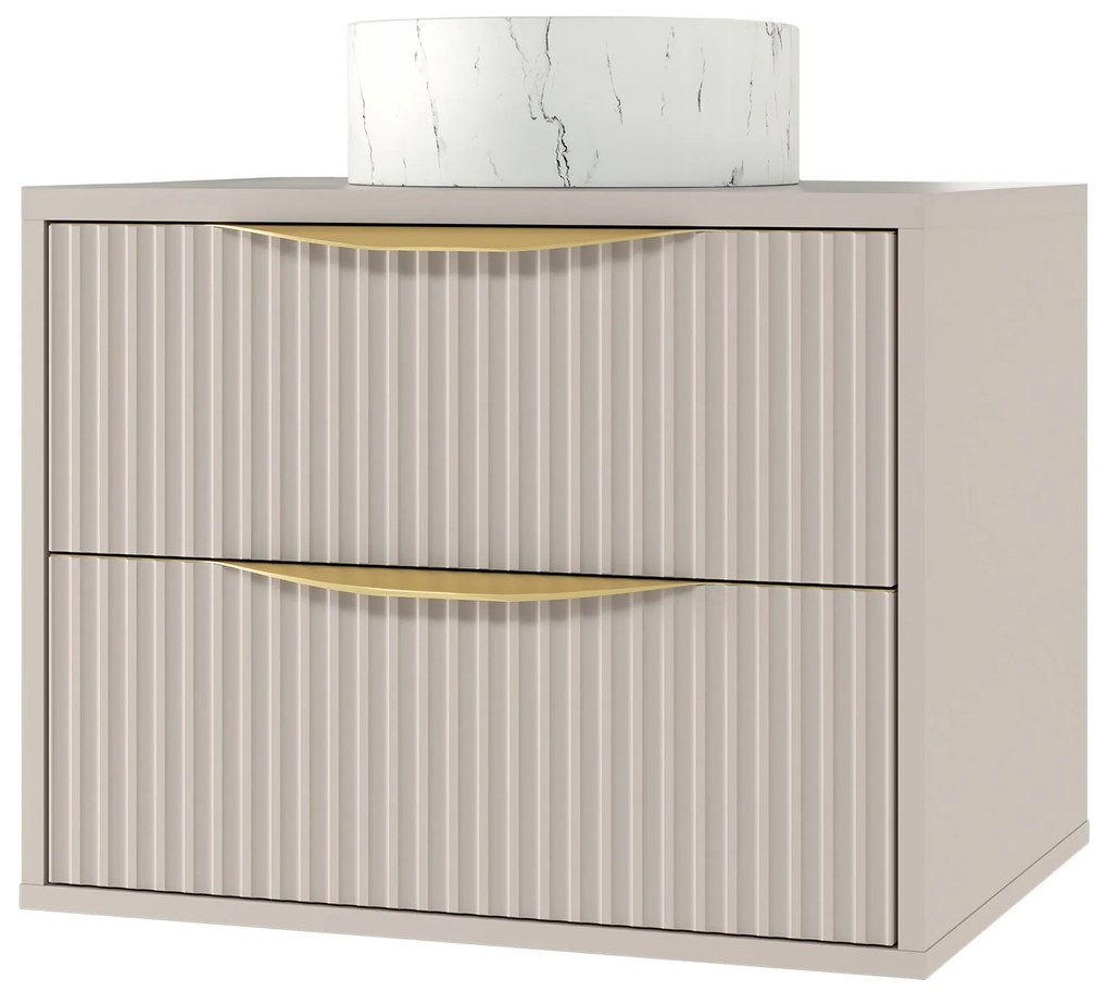 Závěsná skříňka pod umyvadlo Avila s deskou 60 cm kašmír/zlatá