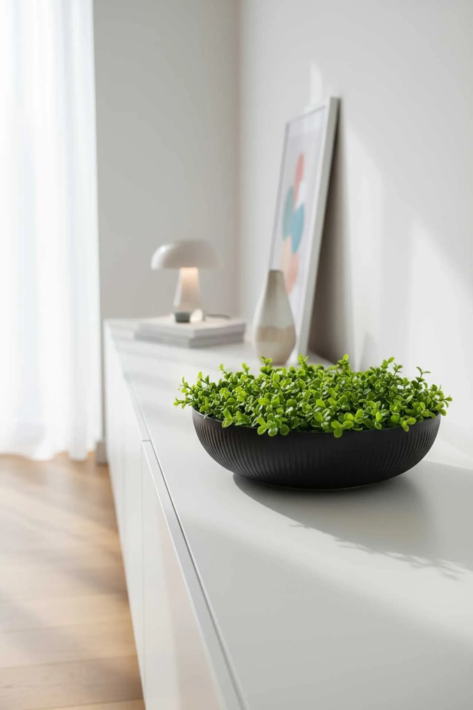 Okrasná miska PLANA, sklolaminát, priemer 34 cm, čierna