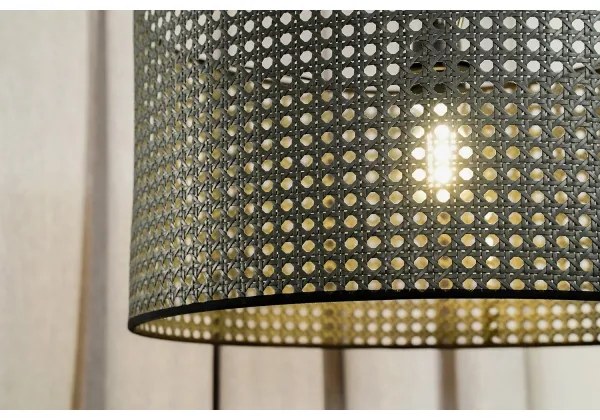 Duolla - Luster na lanku ROLLER RATTAN 1xE27/15W/230V pr. 45 cm čierna