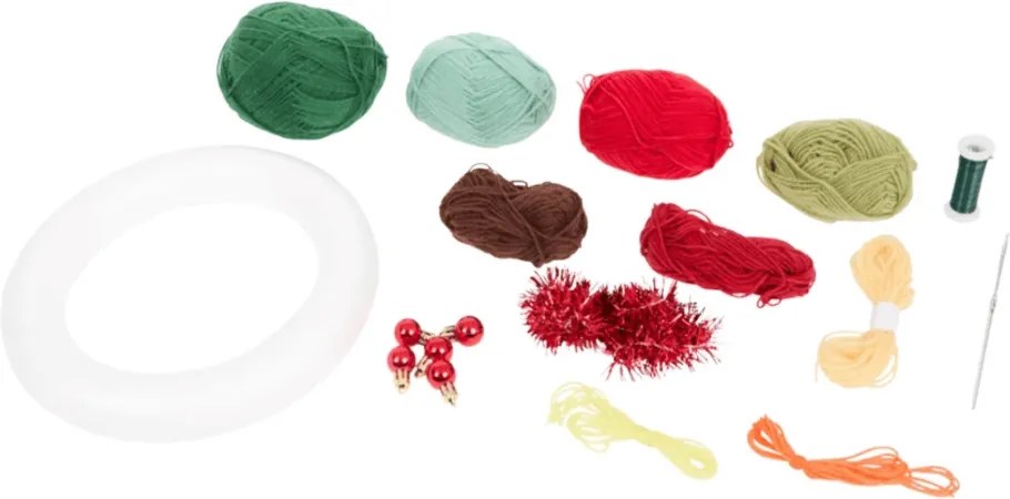 Kreatívna sada CHRISTMAS WREATH na háčkovanie vianočného venca