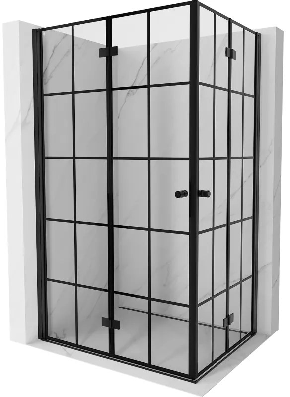 Mexen Mist-F Duo, skladací sprchový kút 110 x 90 cm, číre sklo-čierna mriežka, 8A6-110L-090P-70-77