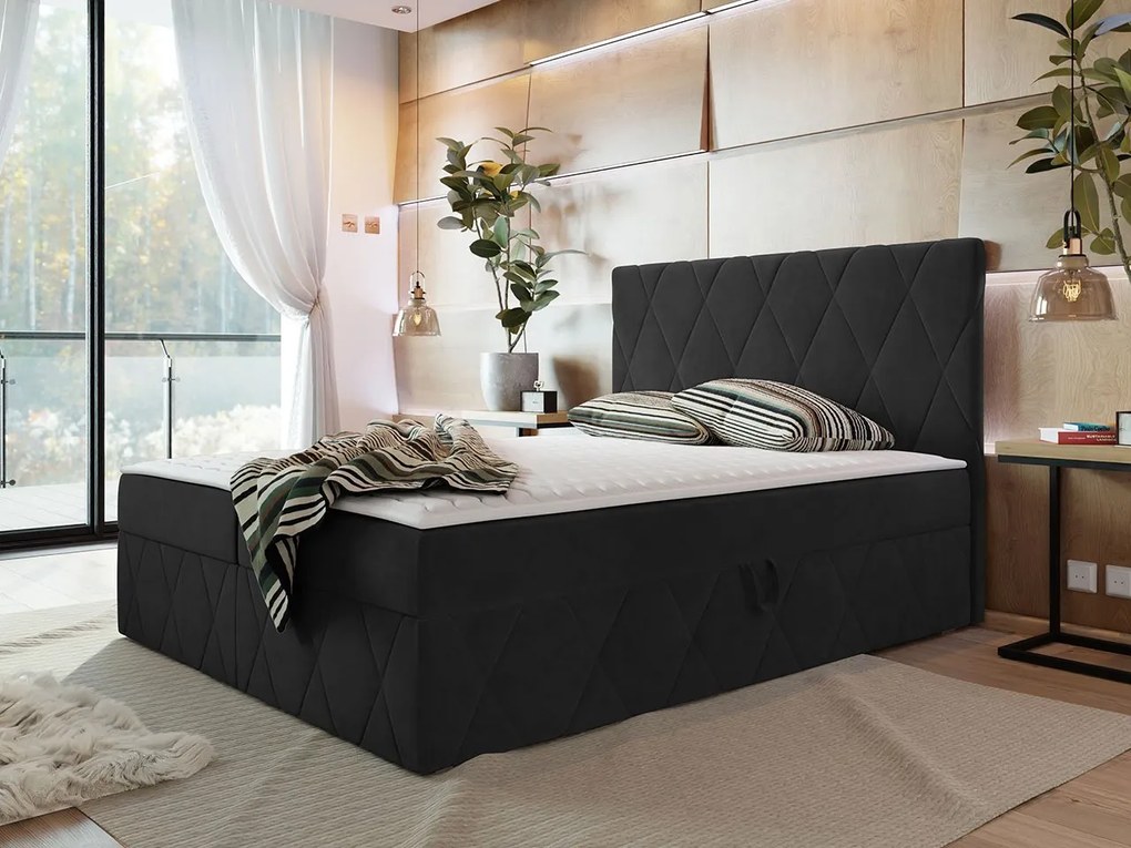 Moderný boxspring posteľ Silena 180x200cm, žltá Magic Velvet