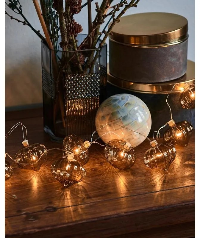 SIRIUS LED dekorativní řetěz, skleněné lampiony, hnědé, 1,5m