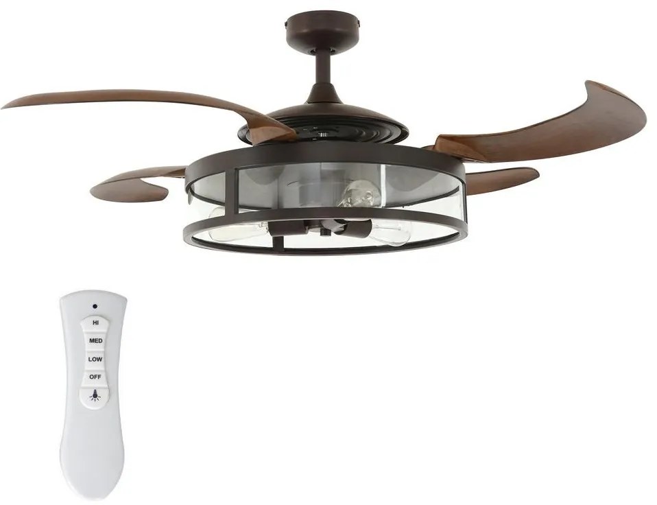 FANAWAY 212925 - LED Stropný ventilátor CLASSIC 3xE27/4W/230V hnedá + DO 212925