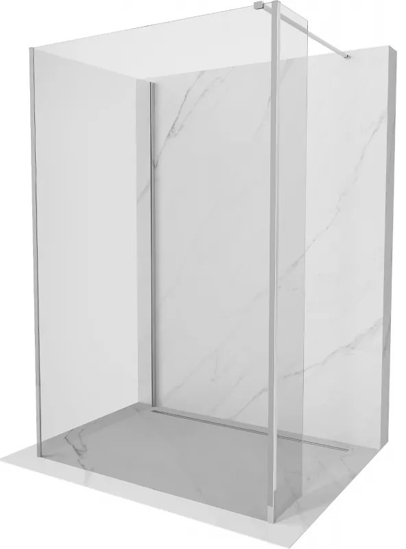 Mexen Kioto, 3-stenová sprchová zástena Walk-In 135 x 120 x 30 cm, 8mm číre sklo, chrómový profil, 800-135-120-221-01-00-030