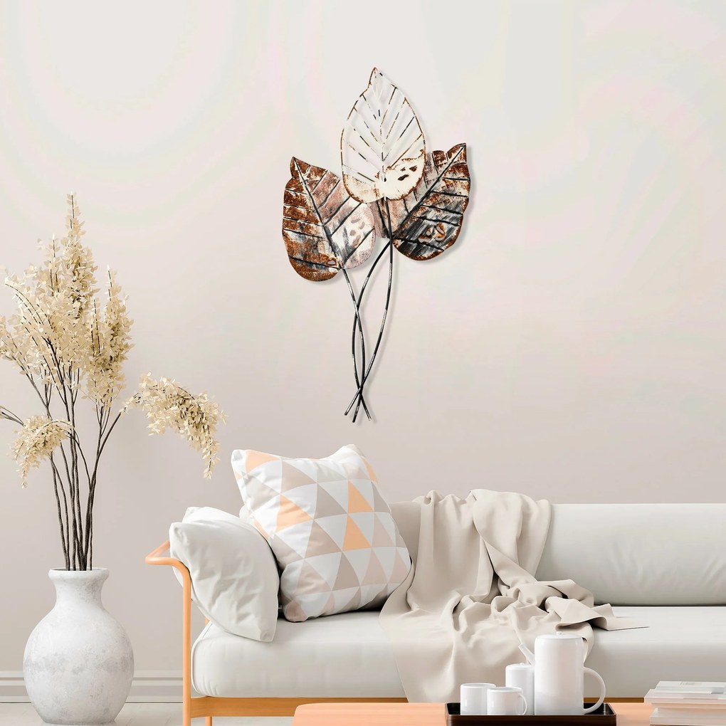 Nástenná kovová dekorácia Jeseň 1 čierna/hnedá