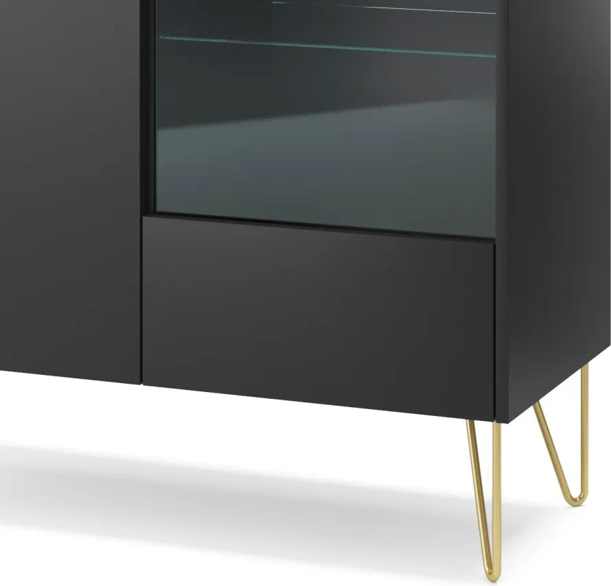 Vitrína Harmony, čierna/čierny mramor