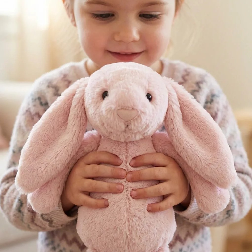 Roztomilý ružový plyšový zajačik