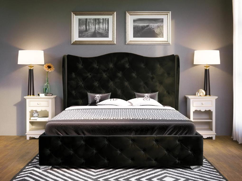 PROXIMA.store - Luxusná manželská posteľ BOLONIA - čierna ROZMER: Pre matrac 160 x 200 cm