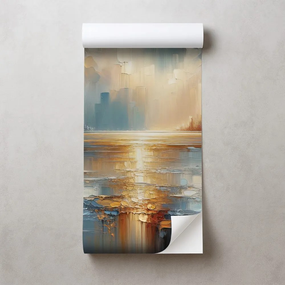 Samolepiaca tapeta abstraktná mestská krajina v teplých tónoch
